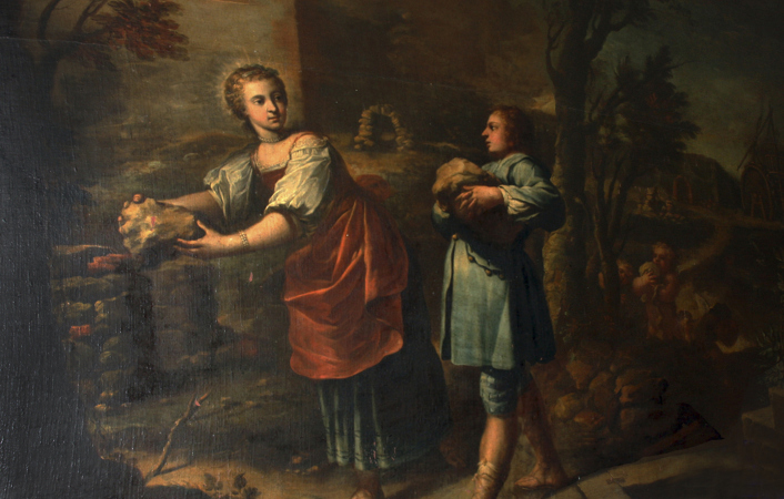 Juan García de Miranda. "Santa Teresa y su hermano Rodrigo intentando construir ermitas". Capitanía General de La Coruña.