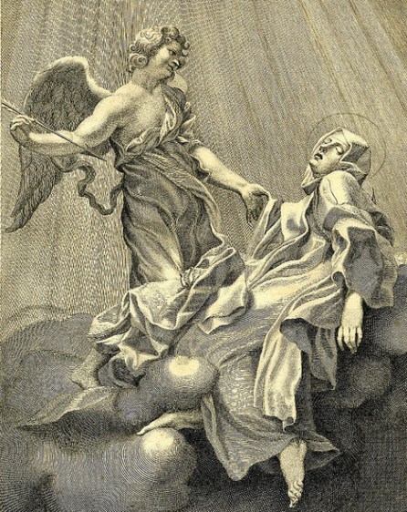 Grabado sobre el Éxtasis de Sta. Teresa de Bernini. Benoist Thiboust